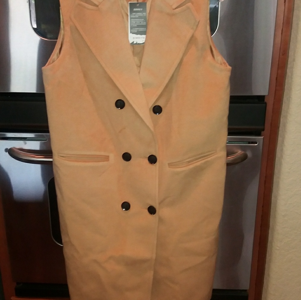 Ladies camel wool long vest brand new